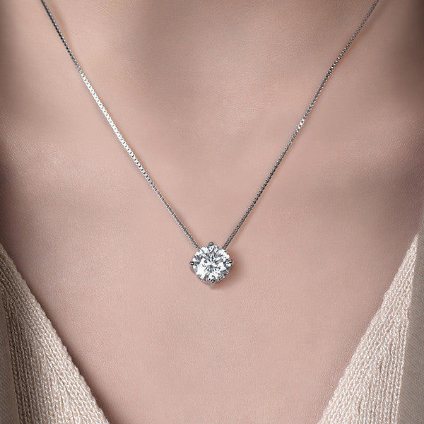 Dây chuyền bạc S925 đính đá Moissanite bốn chấu