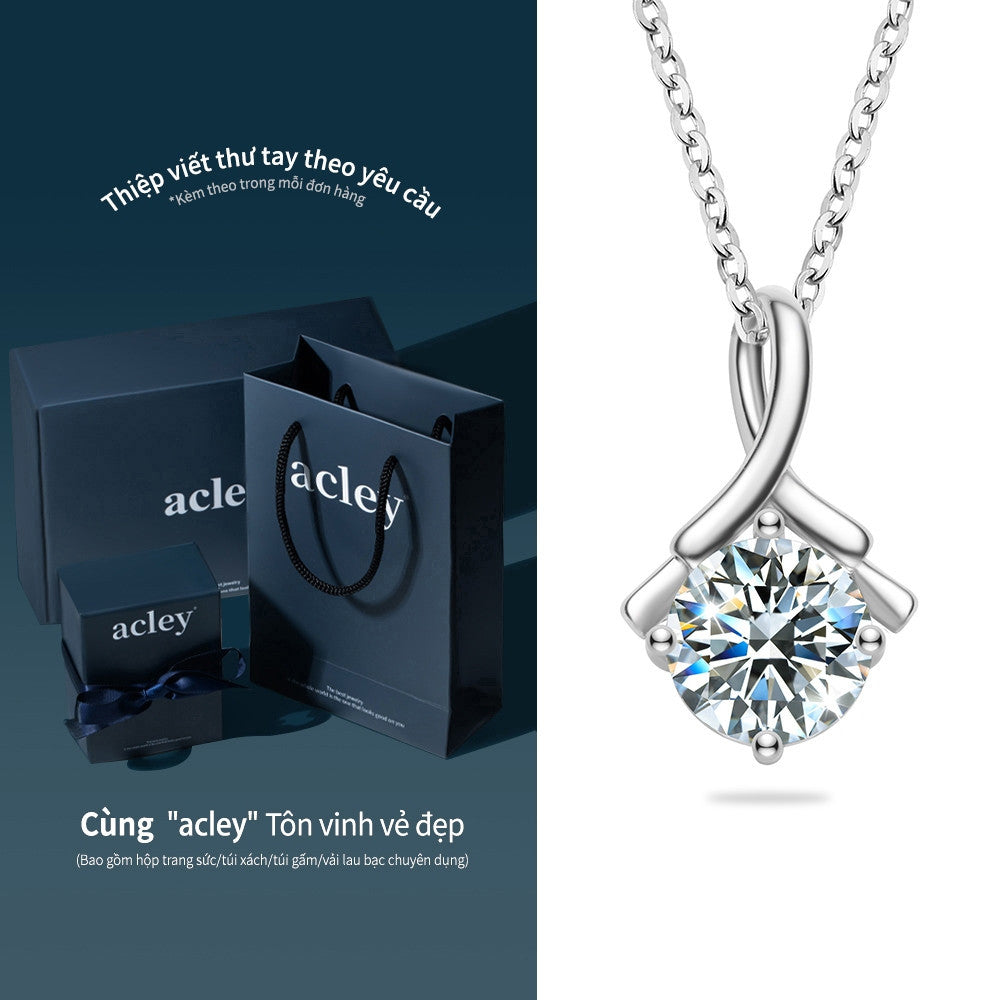 Dây chuyền bạc S925 đính đá Moissanite dáng xoắn