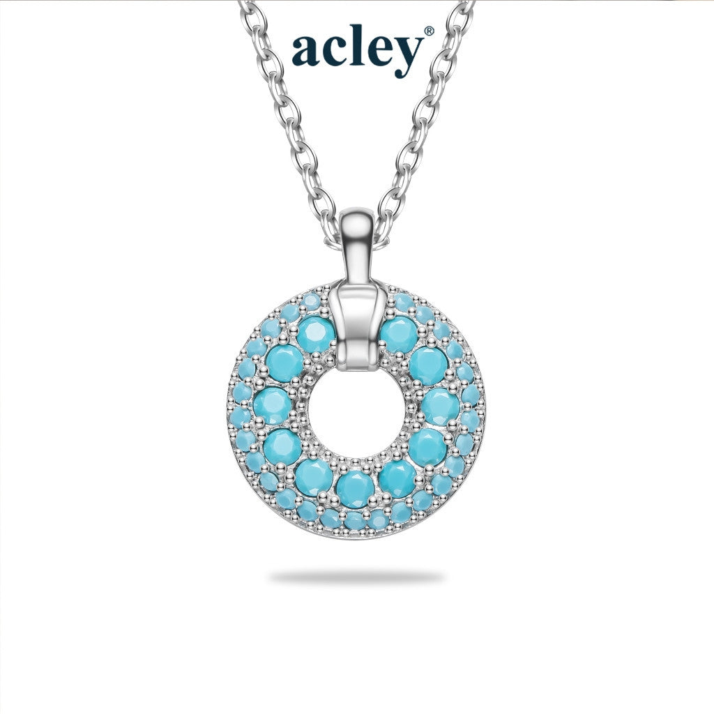 Dây chuyền bạc S925 mặt tròn đá turquoise