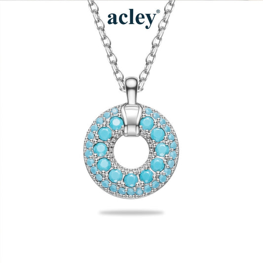 Dây chuyền bạc S925 mặt tròn đá turquoise