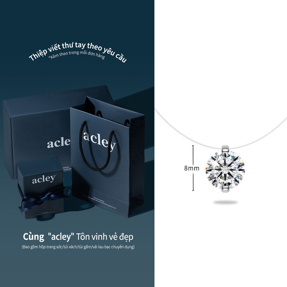 Dây chuyền bạc S925 đính 3 viên đá Moissanite tròn