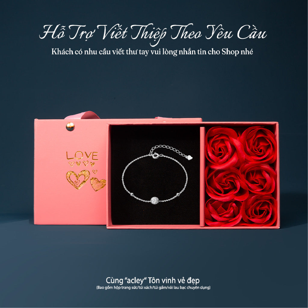 Lắc tay bạc S925 hạt tròn đính đá zircon 5A