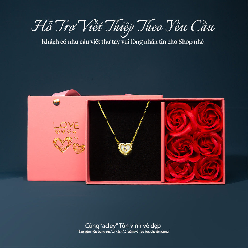 Dây chuyền bạc S925 mặt trái tim xà cừ trắng đính đá zircon 5A
