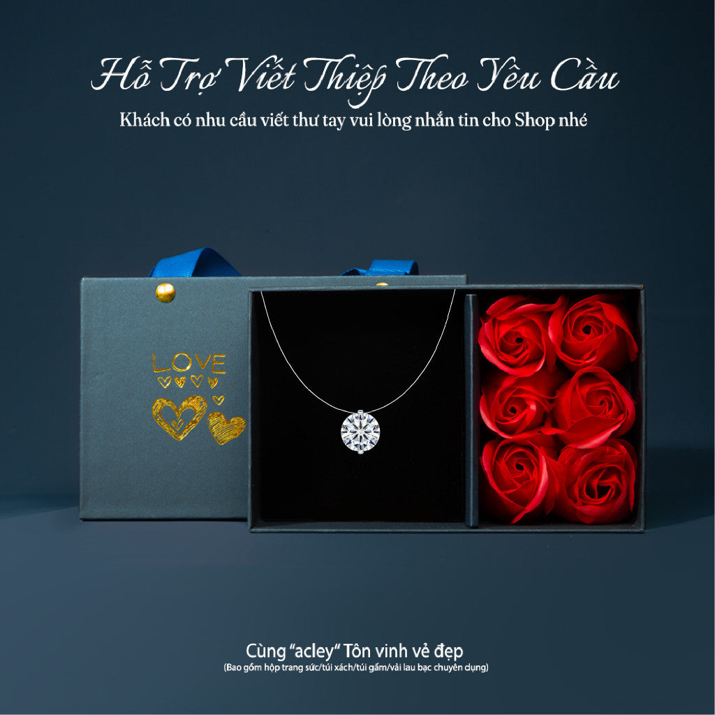 Dây chuyền bạc S925 đính 3 viên đá Moissanite tròn