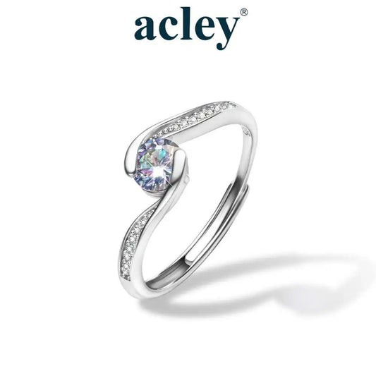 Nhẫn bạc S925 dáng uốn lượn đính đá Moissanite