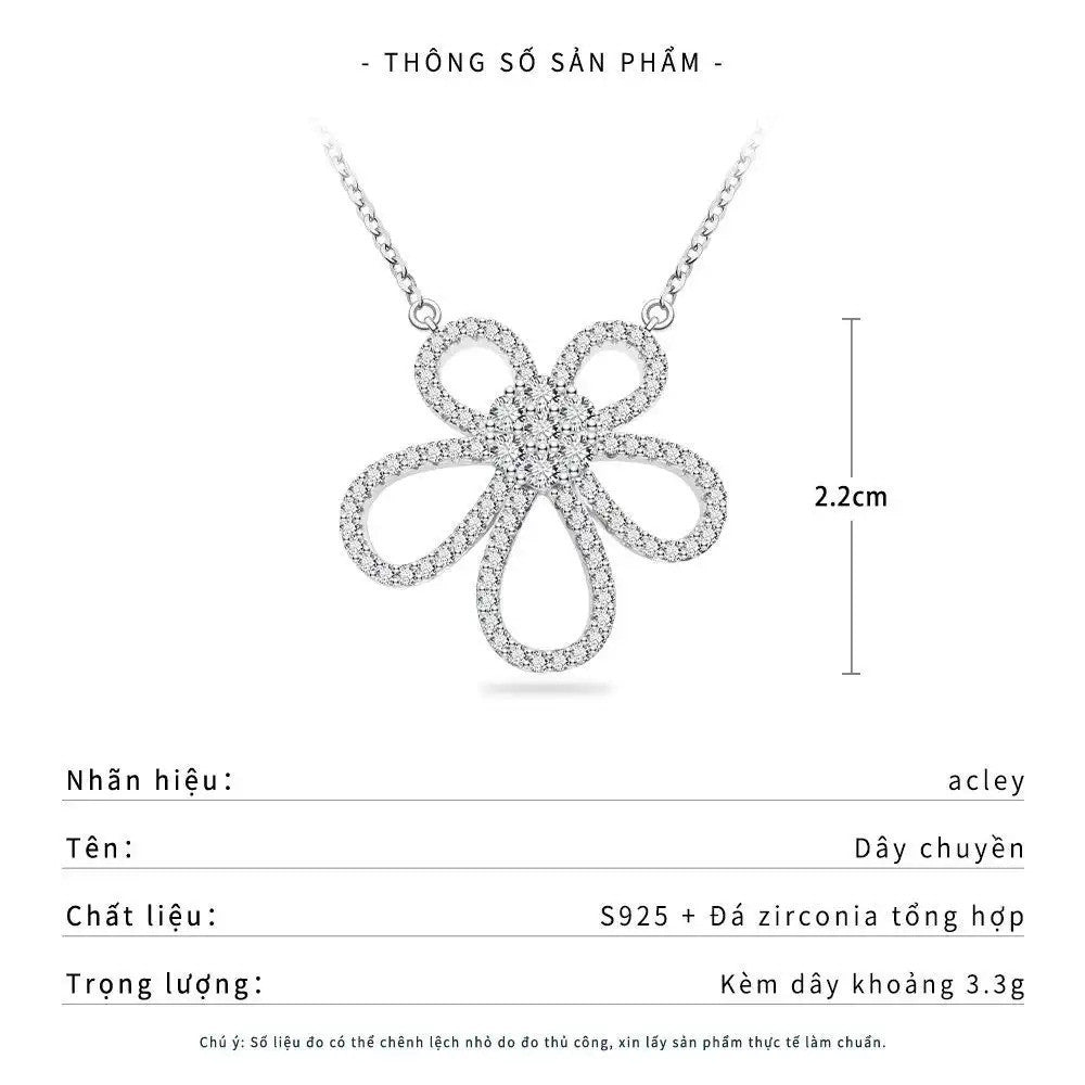 Dây chuyền bạc S925 hình hoa đính đá zircon 5A