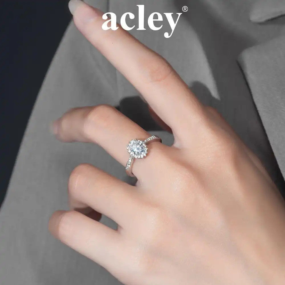 Nhẫn bạc S925 đính đá Moissanite viền đá tinh xảo