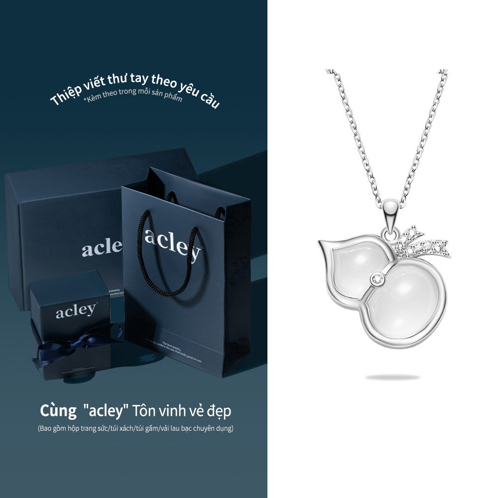 Dây chuyền bạc S925 mặt quả lựu mã não trắng đính đá zircon 5A