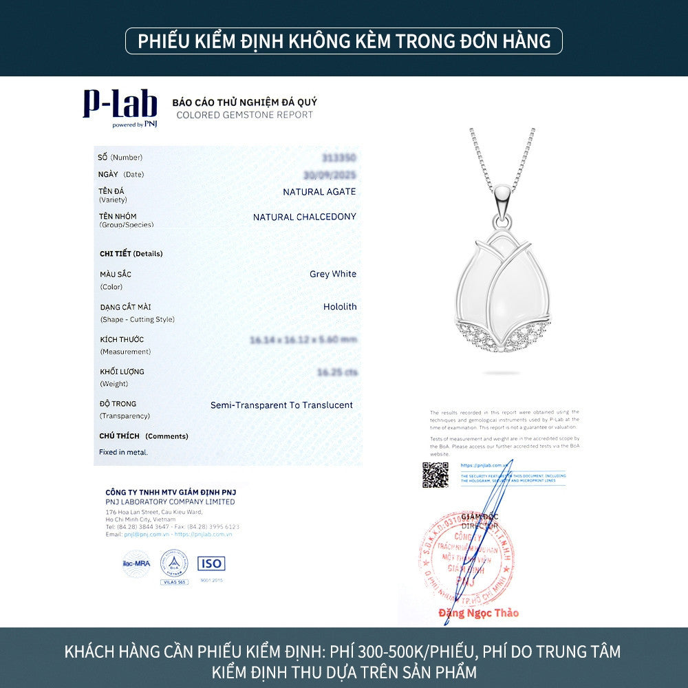 Bộ trang sức bạc S925 hoa tulip phối mã não trắng đính zircon 5A