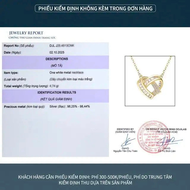 Dây chuyền bạc S925 mặt trái tim cách điệu đính đá zircon 5A