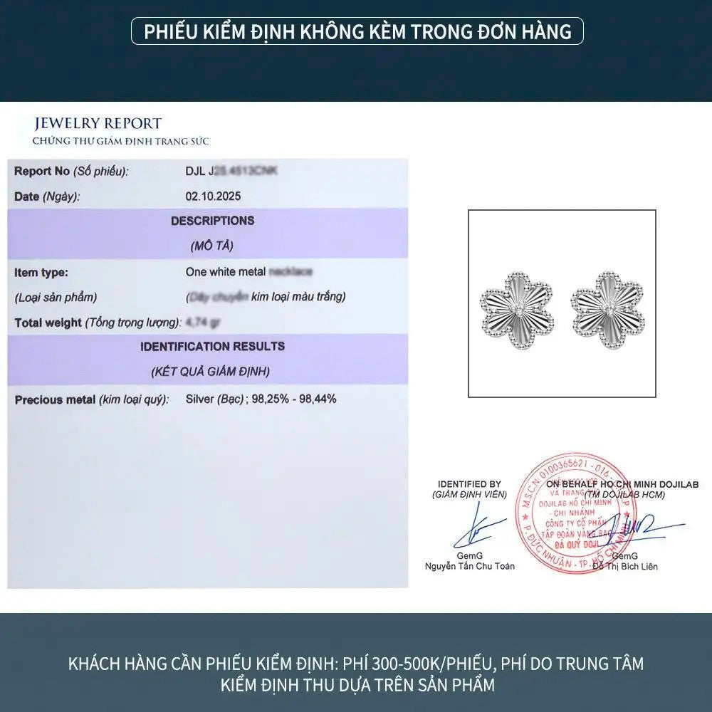 Bông tai nụ bạc S925 hình hoa năm cánh