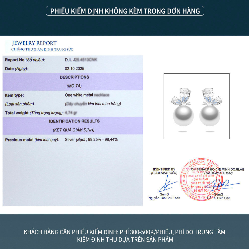 Bông tai bạc S925 dáng nơ đính ngọc trai thanh lịch