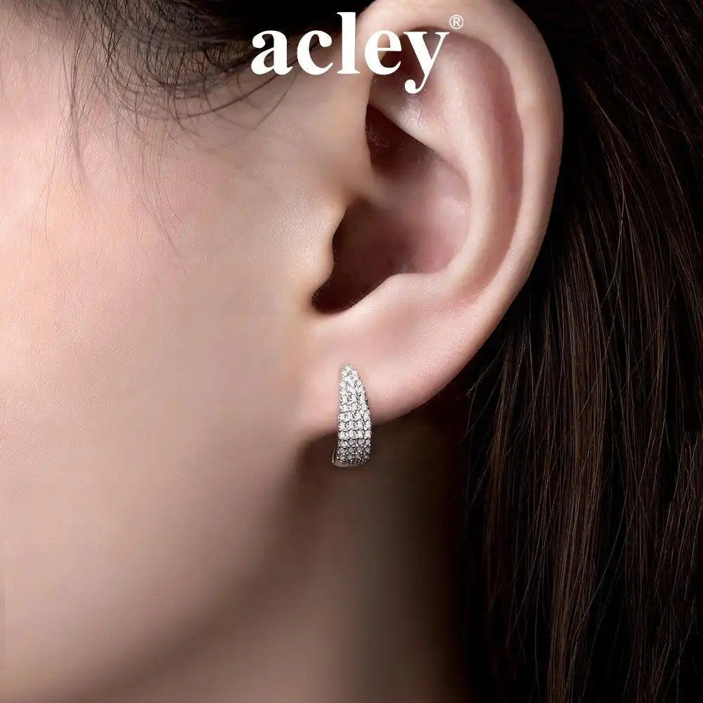 Bông tai vòng bạc S925 đính đá zircon 5A bản dài