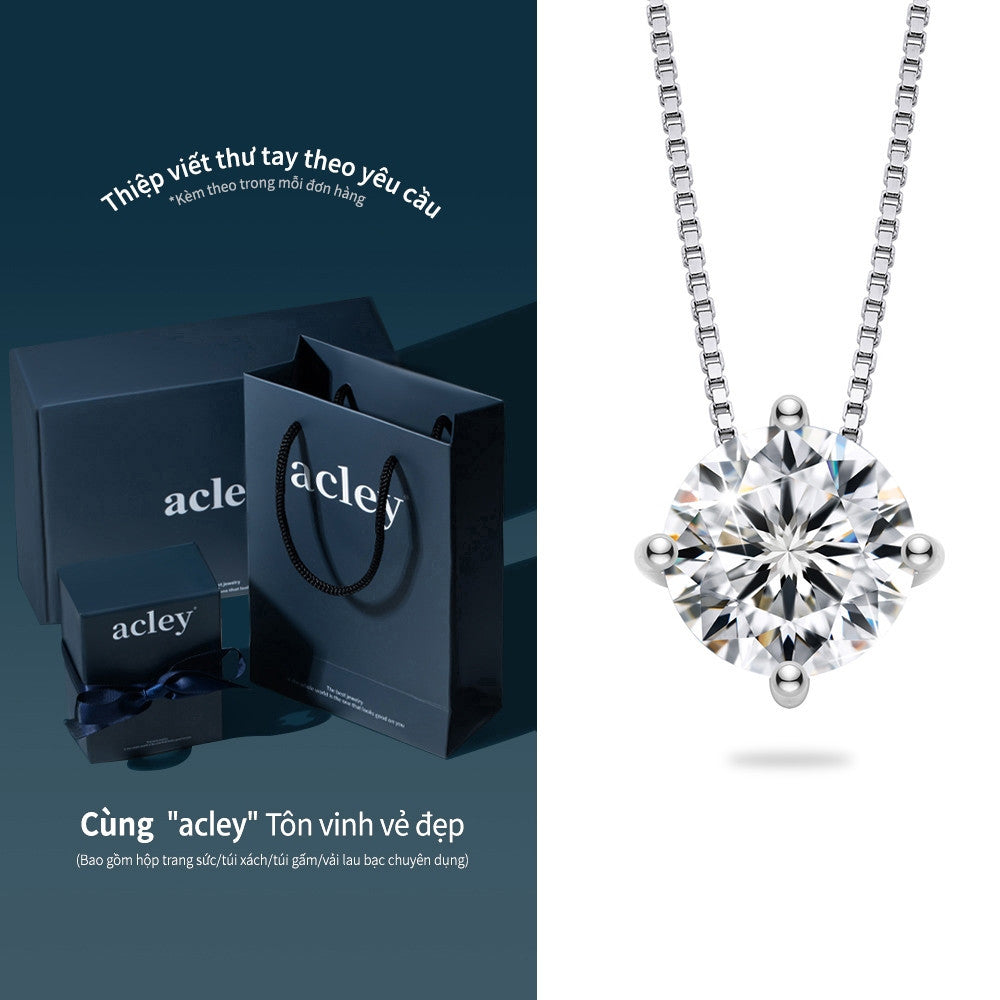 Dây chuyền bạc S925 đính đá Moissanite bốn chấu