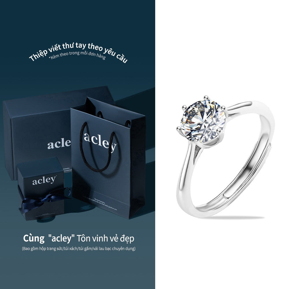 Nhẫn bạc S925 dáng uốn lượn đính đá Moissanite