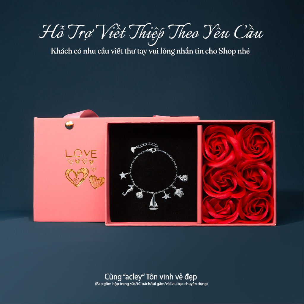 Lắc tay bạc S925 charm biển đính đá zircon 5A