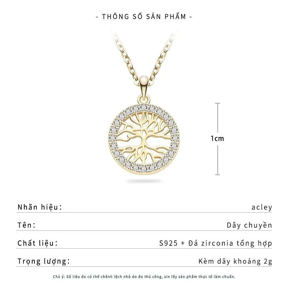 Dây chuyền bạc S925 cây sự sống đính đá zircon 5A