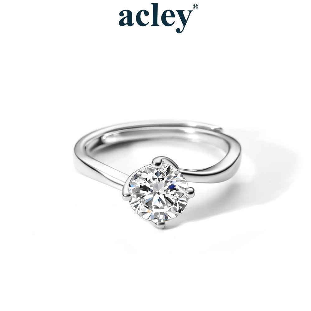 Nhẫn bạc S925 đính đá Moissanite tròn