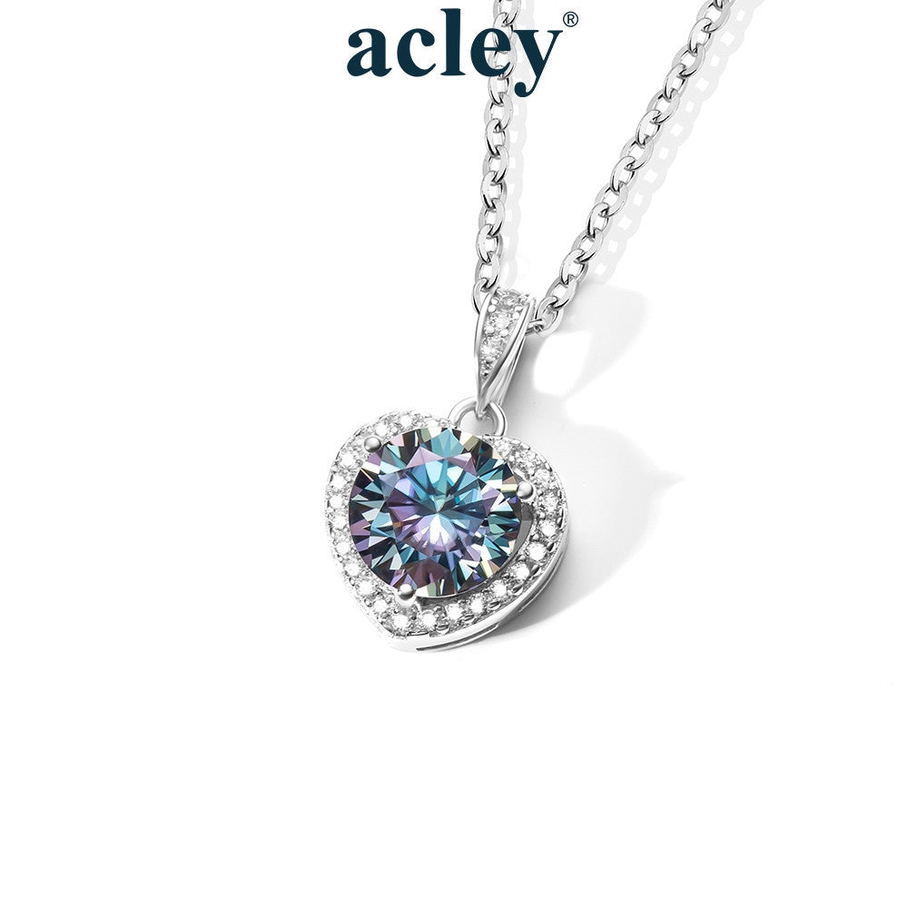 Dây chuyền bạc S925 mặt trái tim đính đá Moissanite