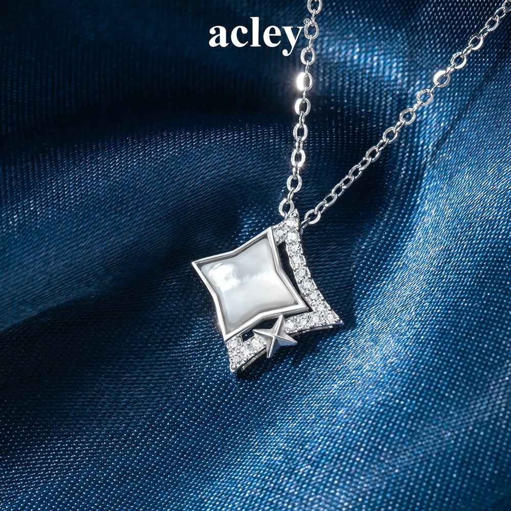 Dây chuyền bạc S925 mặt ngôi sao xà cừ trắng đính zircon 5A
