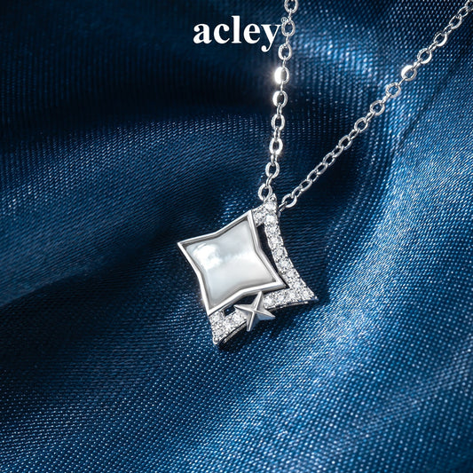 Dây chuyền bạc S925 mặt ngôi sao xà cừ trắng đính zircon 5A
