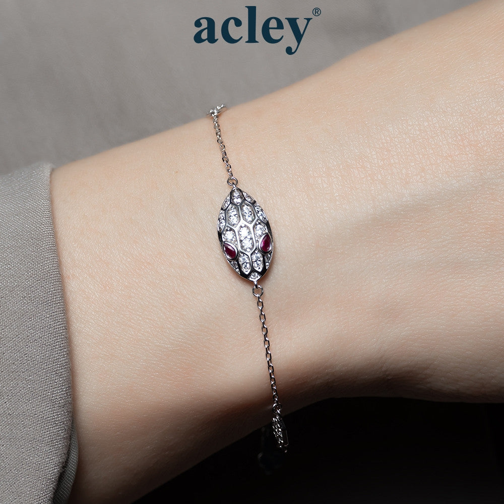 Lắc tay bạc S925 hình chiếc lá đính đá zircon 5A