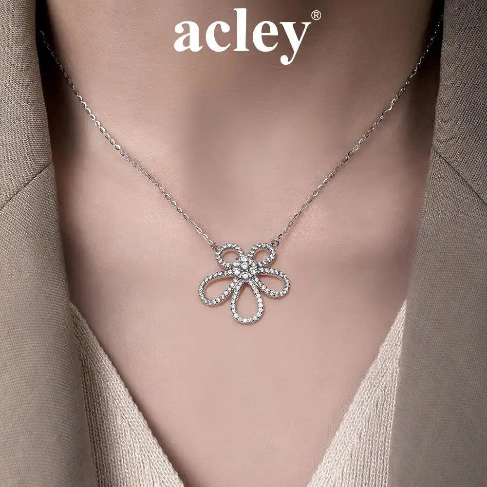 Dây chuyền bạc S925 hình hoa đính đá zircon 5A
