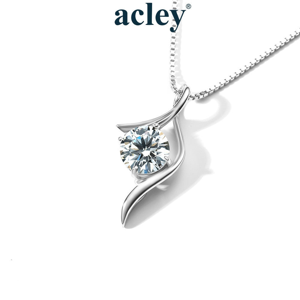 Dây chuyền bạc S925 đính đá Moissanite dáng lượn sóng