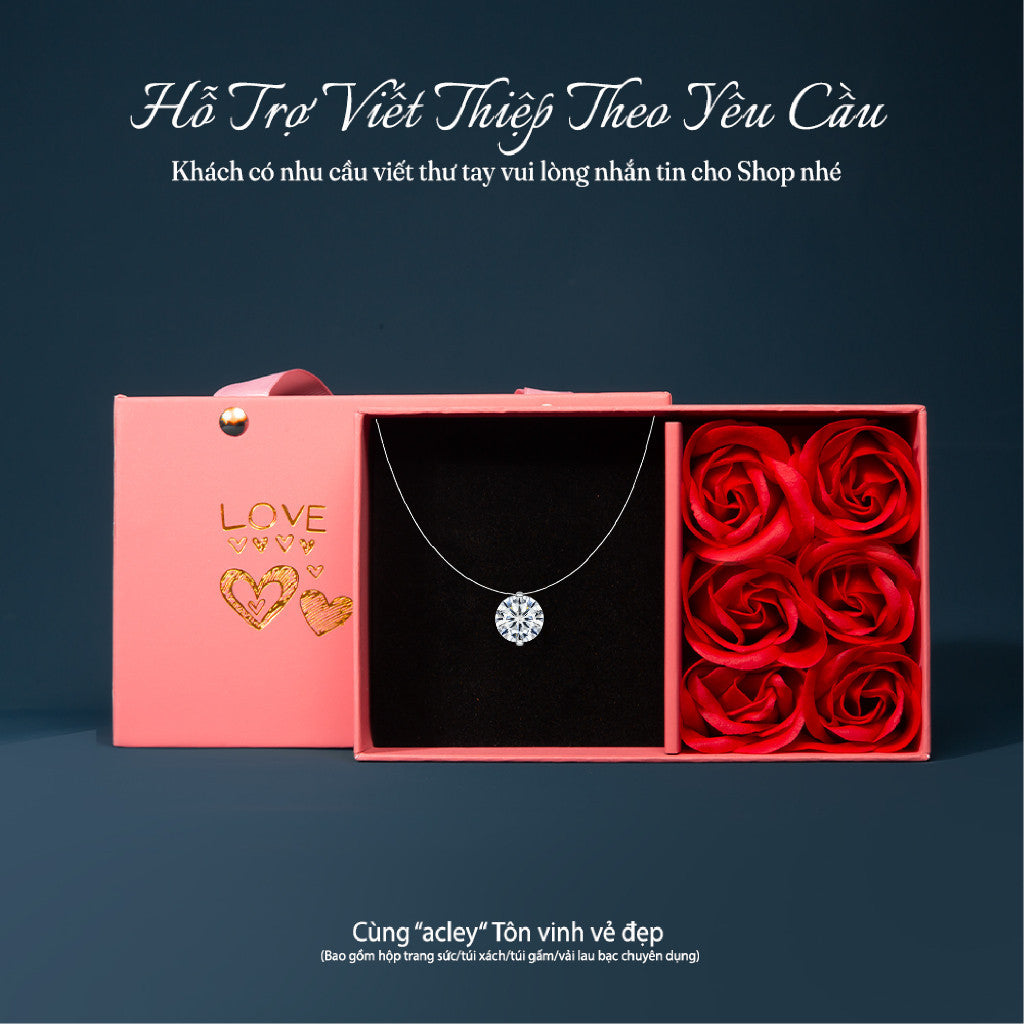 Dây chuyền bạc S925 đính 3 viên đá Moissanite tròn