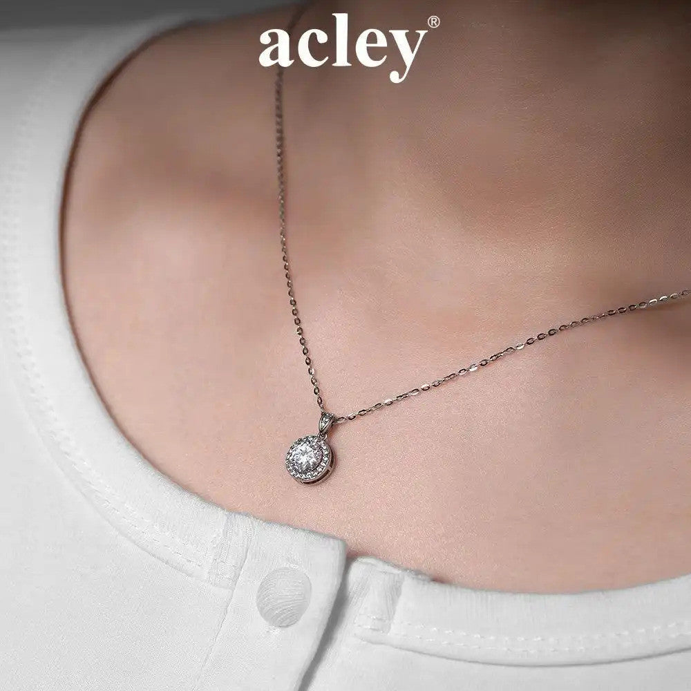 Dây chuyền mặt tròn bạc S925 đính đá Moissanite