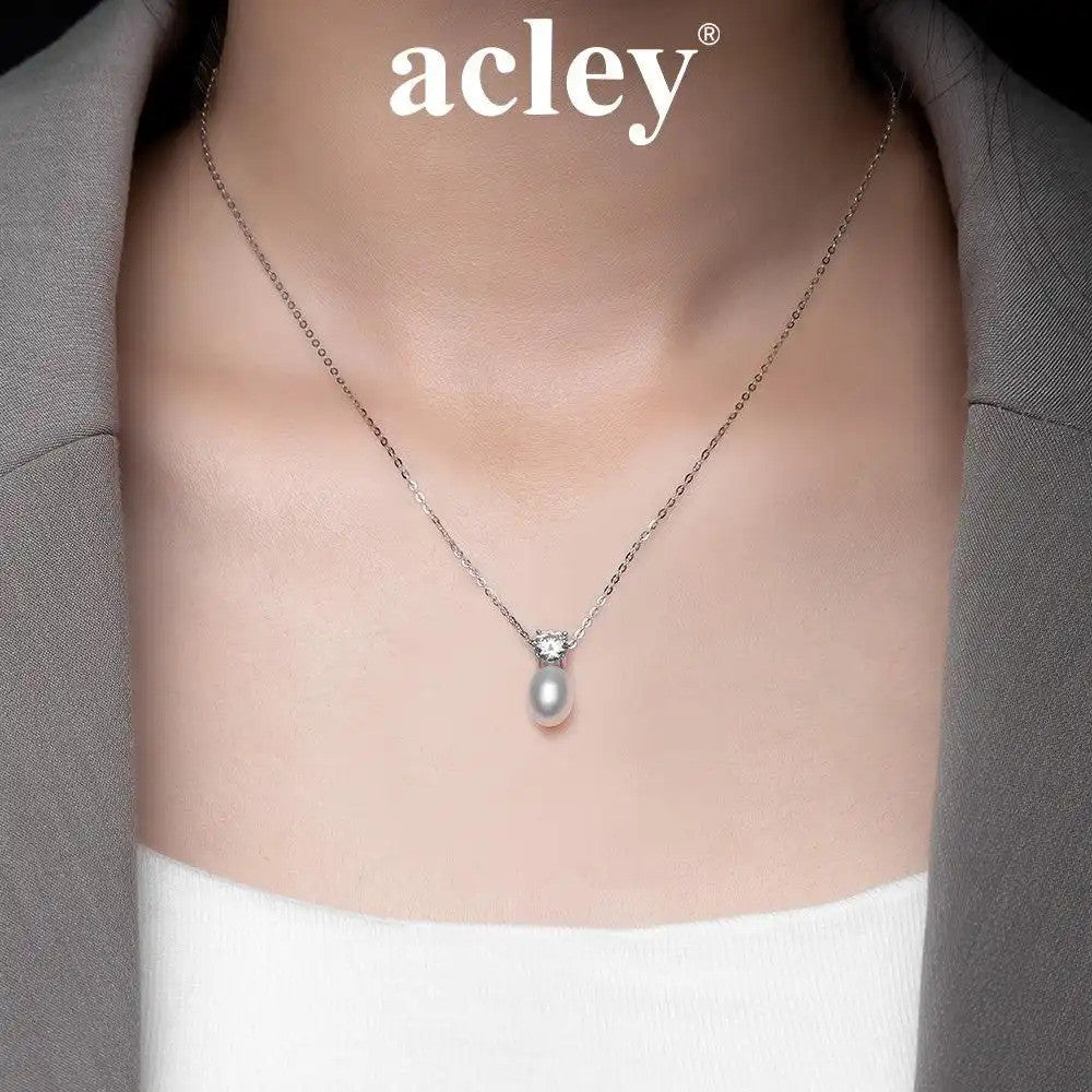 Dây chuyền bạc S925 ngọc trai nước ngọt đính đá Moissanite