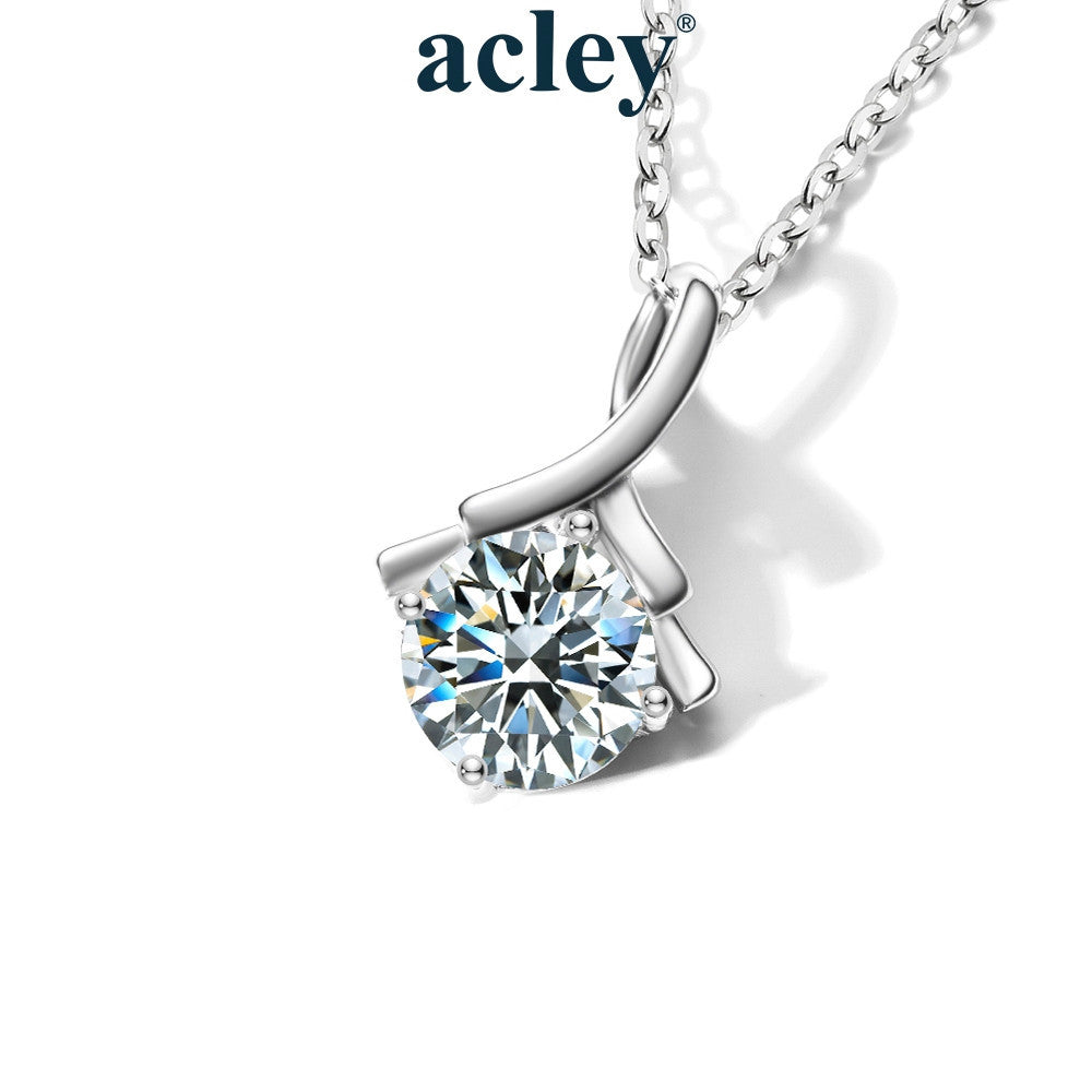 Dây chuyền bạc S925 đính đá Moissanite dáng xoắn