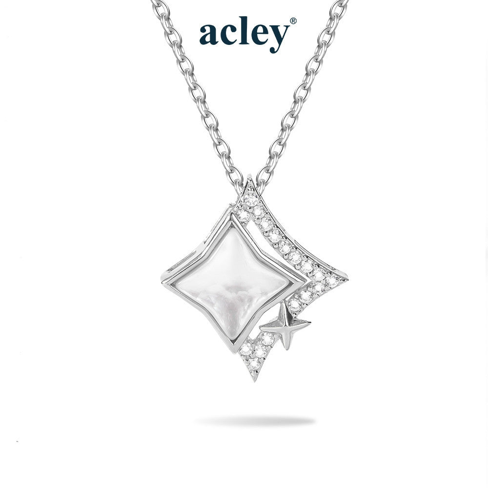 Dây chuyền bạc S925 mặt ngôi sao xà cừ trắng đính zircon 5A