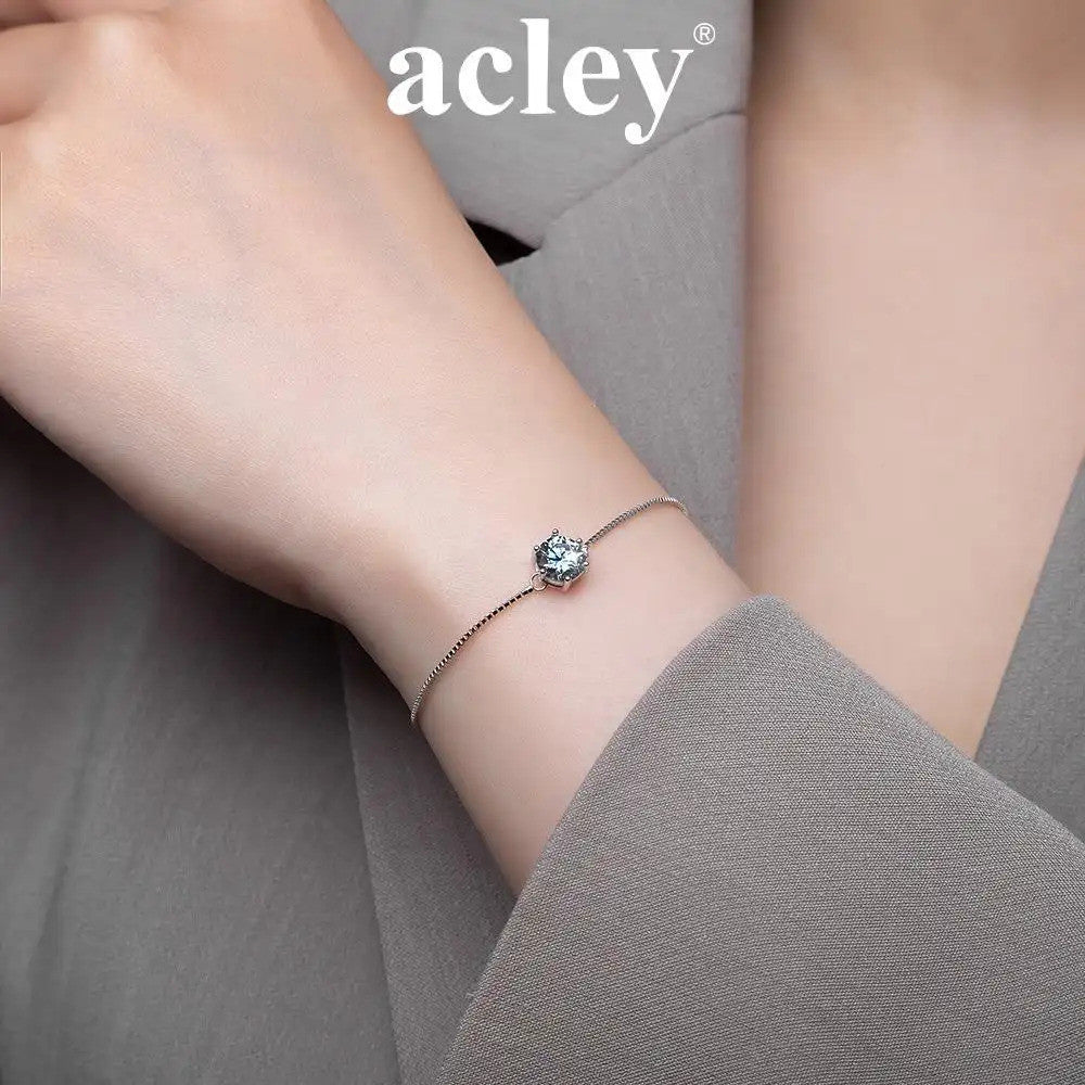 Lắc tay bạc S925 đính đá Moissanite hình ngôi sao