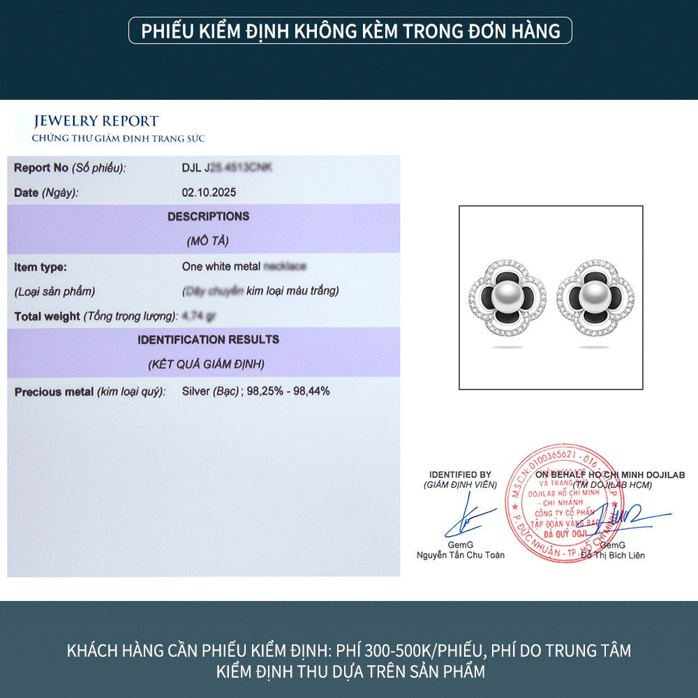 Bông tai bạc S925 hoa ngọc trai đính zircon 5A