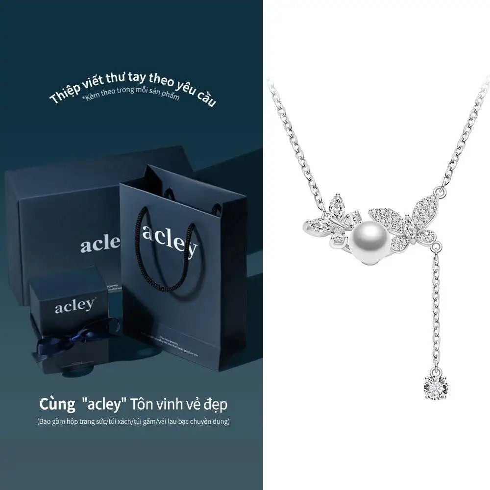 Dây chuyền bạc S925 hoa lá ngọc trai nước ngọt đính đá zircon 5A