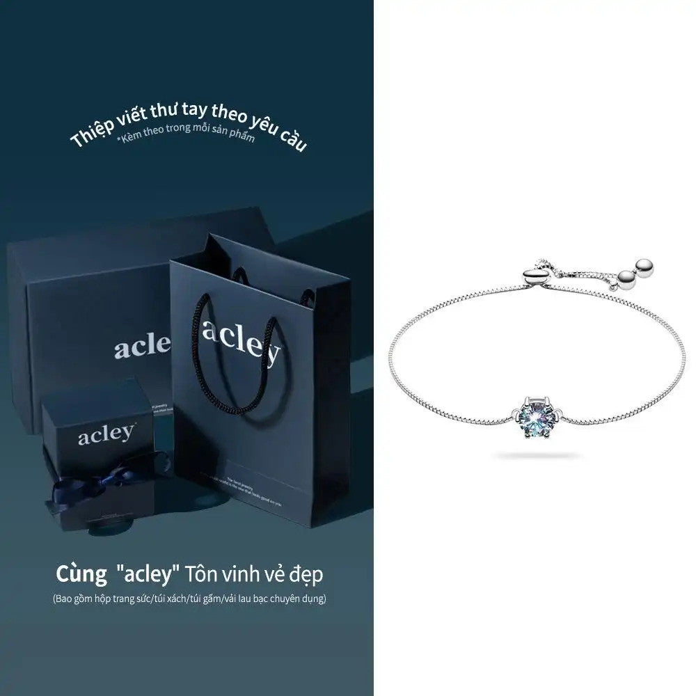 Lắc tay bạc S925 đính đá Moissanite hình ngôi sao