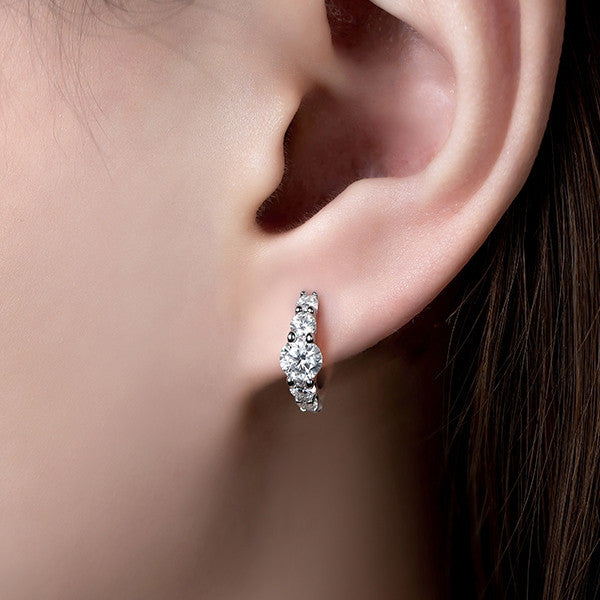 Bông tai vòng bạc S925 đính đá Moissanite viên chủ