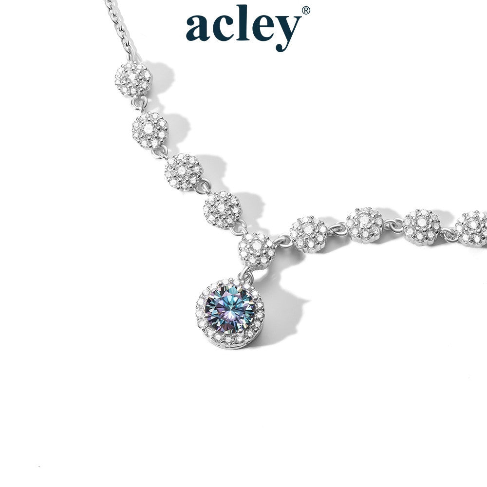 Dây chuyền bạc S925 đính moissanite tròn treo sang trọng