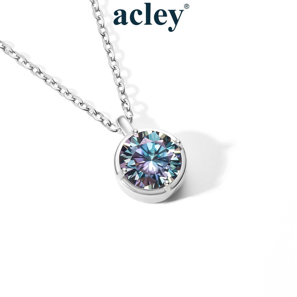 Dây chuyền bạc S925 đính đá Moissanite viên tròn