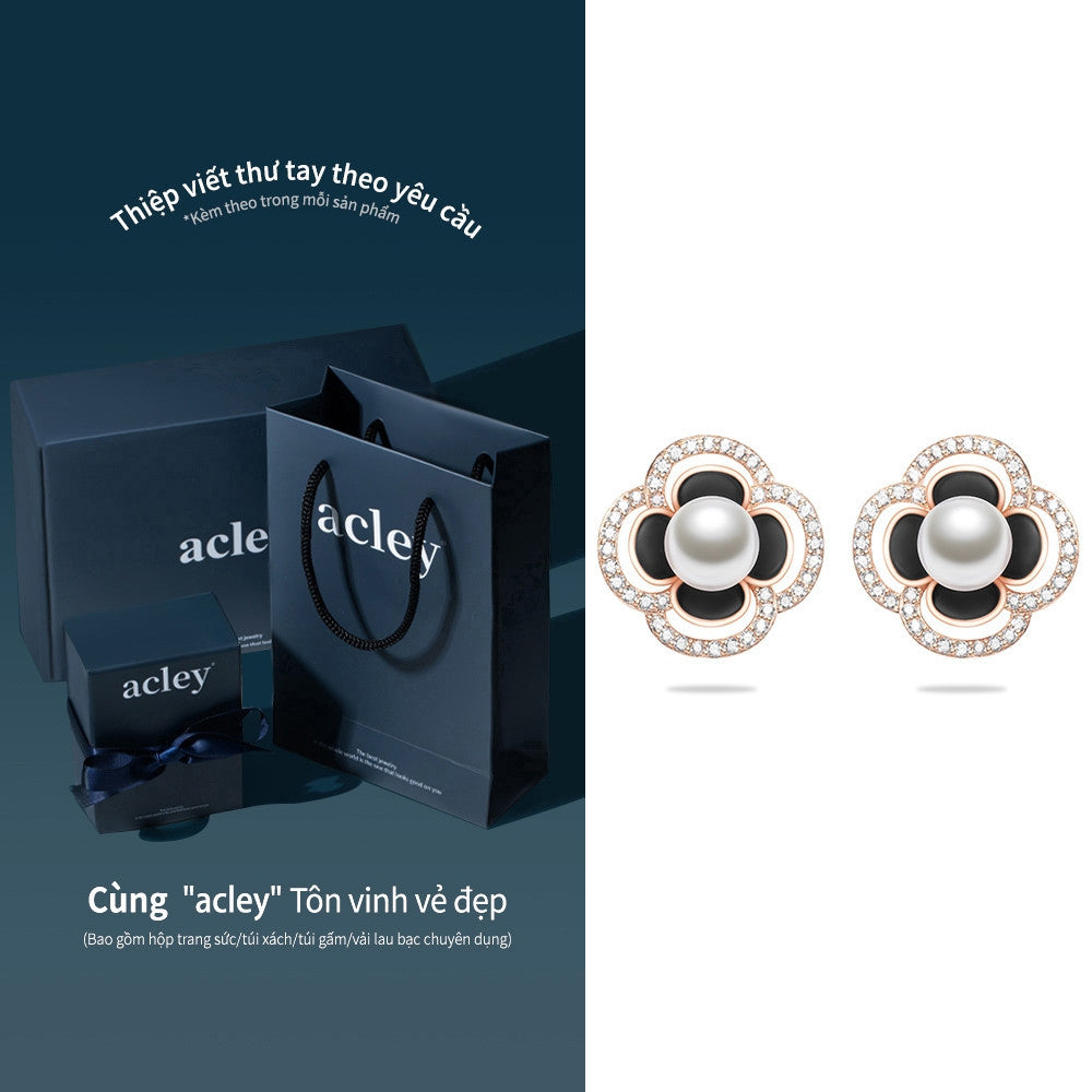 Bông tai bạc S925 hoa ngọc trai đính zircon 5A