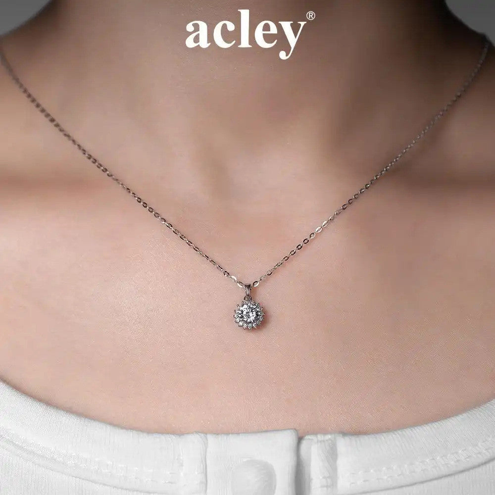 Dây chuyền bạc S925 đính đá Moissanite hình hoa