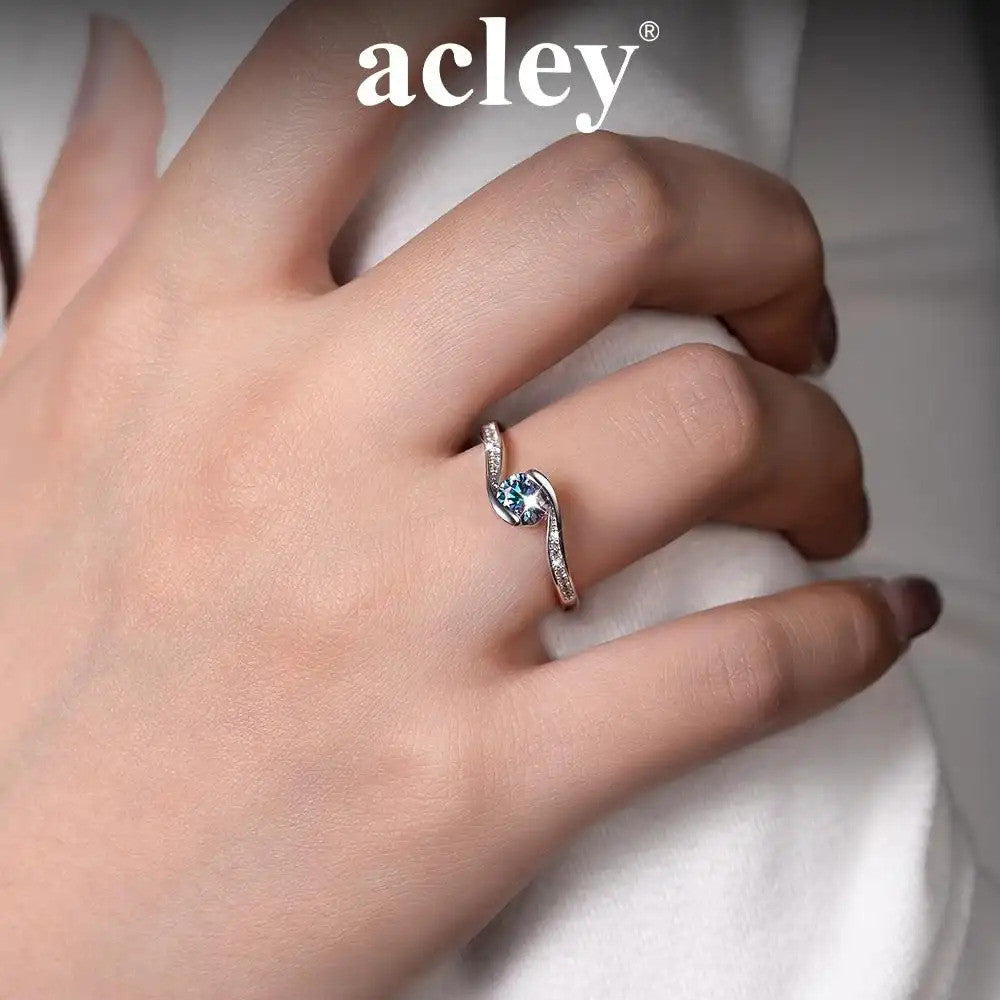 Nhẫn bạc S925 dáng uốn lượn đính đá Moissanite