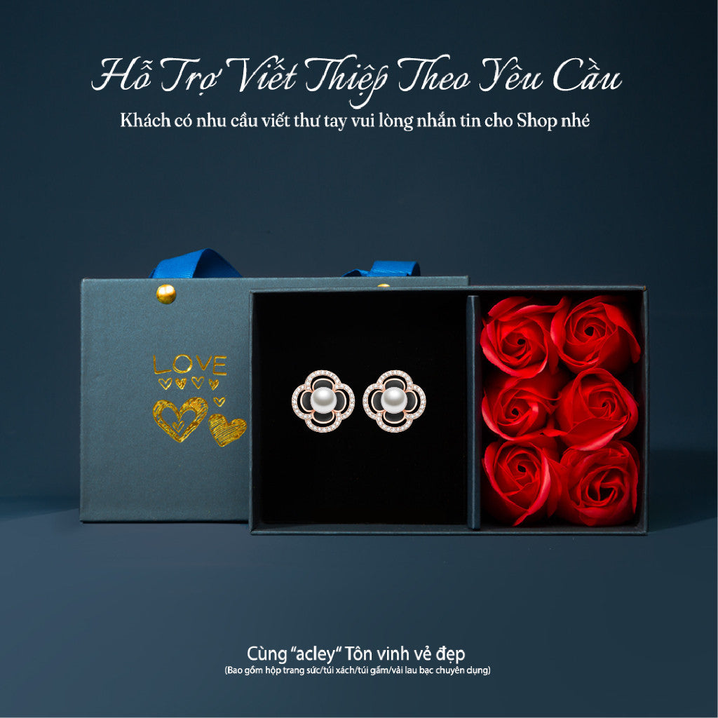 Bông tai bạc S925 hoa ngọc trai đính zircon 5A