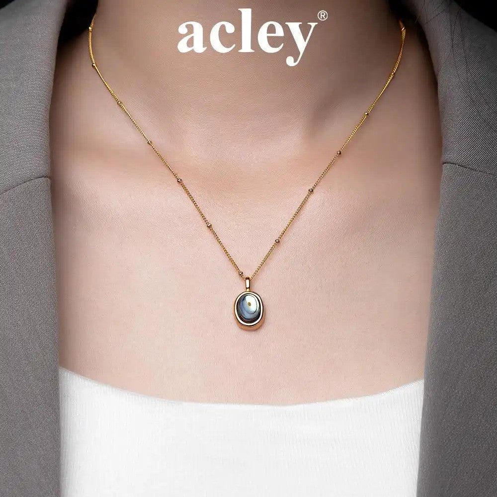 Dây chuyền bạc S925 mặt oval xà cừ bào ngư