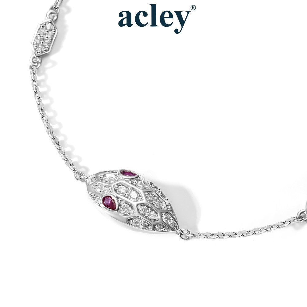 Lắc tay bạc S925 hình chiếc lá đính đá zircon 5A