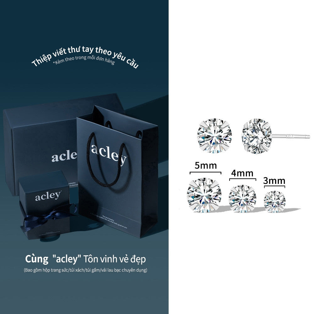 Bộ 3 đôi bông tai nụ bạc S925 đính đá zircon 5A