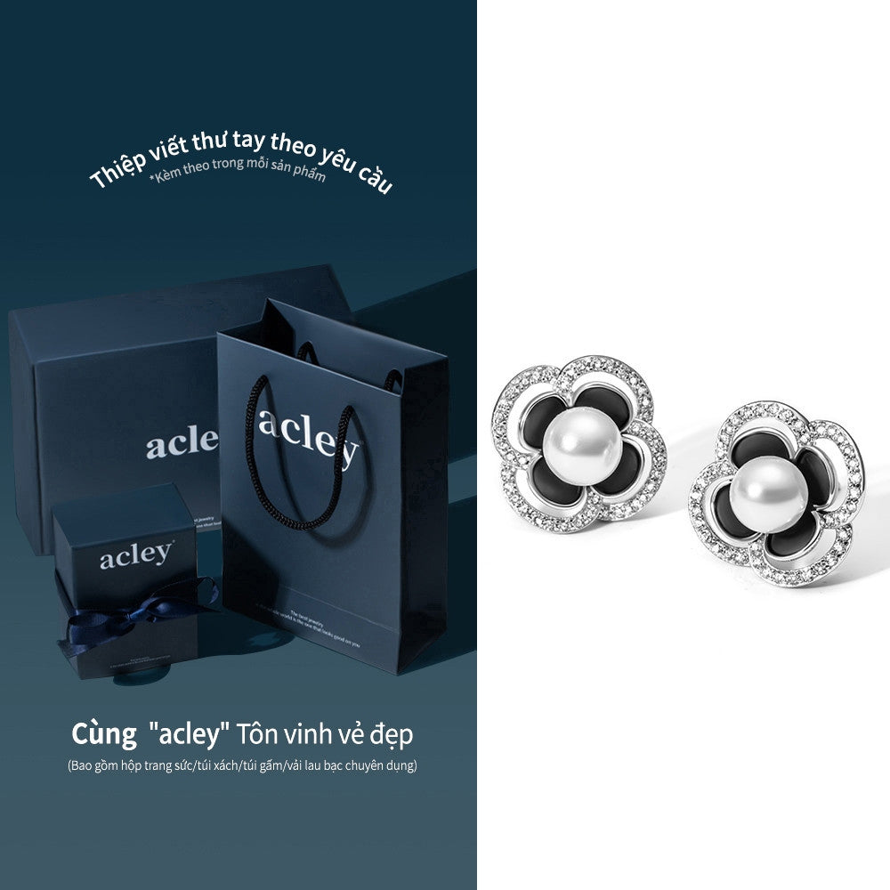 Bông tai bạc S925 hoa ngọc trai đính zircon 5A
