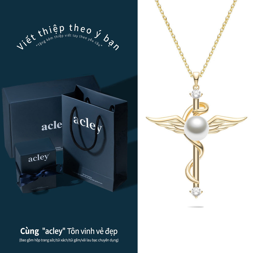 Dây chuyền bạc S925 thiên thần ngọc trai nước ngọt đính đá zircon 5A