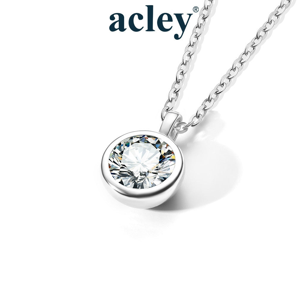 Dây chuyền bạc S925 mặt đá moissanite tròn tối giản